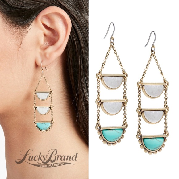 LUCKY BRAND turquoise ladder earrings - Picture 2 of 4